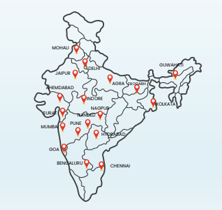 Map of India showing MGA & Associates locations